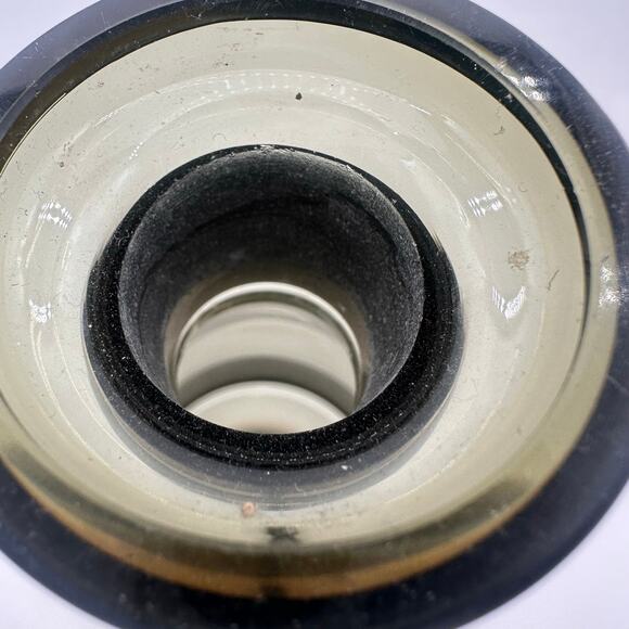 Vtg Moody Czech Bohemia Smokey Glass Decanter Gold Trim 11” carafe Green Gray - Picture 7 of 16